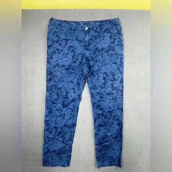 Liz Claiborne Blue Ankle Pants Womens 12 Stretch cute multicolor 0548 - Picture 1 of 11